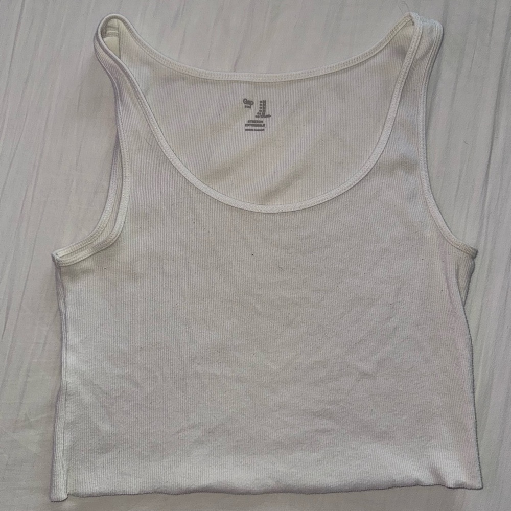 White Cropped Tank Top